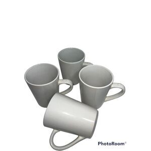 Mugs Coffee Cups White Stoneware Mugs Solid Set of 4 12 oz Unmarked